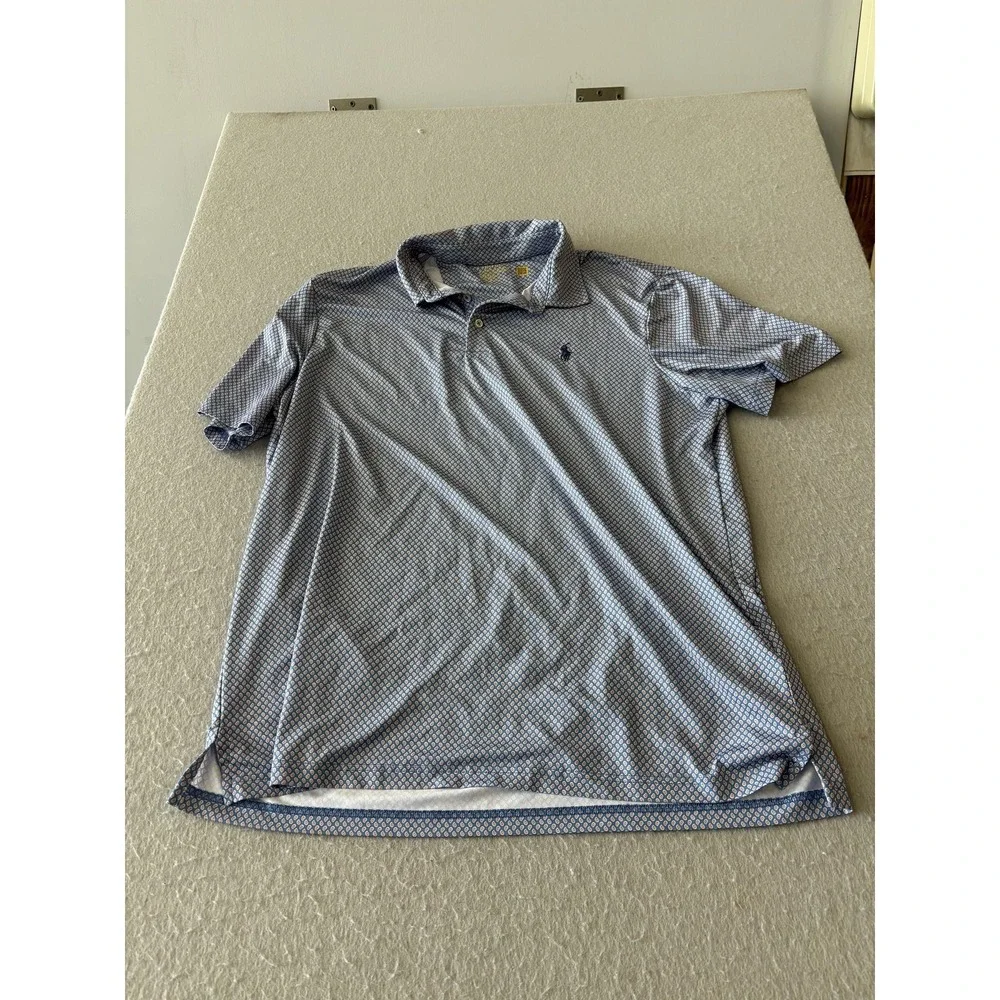 Polo Ralph Lauren Polo Shirt Mens Large Blue‎ Paisley Performance Golf Stretch
